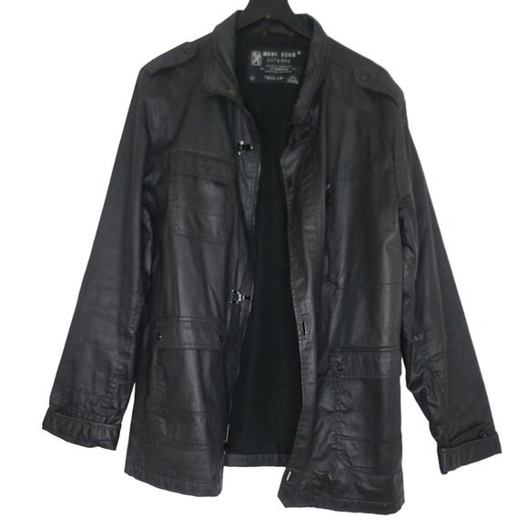 Marc Ecko Cut & Sew Mens Faux Leather Jacket‎ Medium Black Pockets Casual - Picture 1 of 10